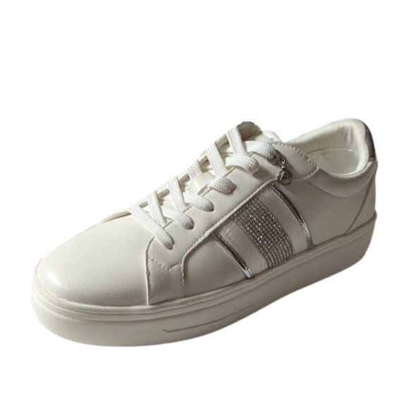 ALDO Women's Valenzia White w/Silver Lace-up Comfort Insoles Sneaker Size 8 NWOB - Picture 6 of 8